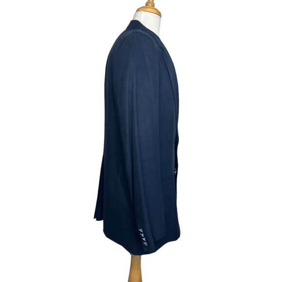 Lanvin Vintage Men's Blazer Feather Suede Single Breast 44L Chest Navy Blue - Picture 4 of 13